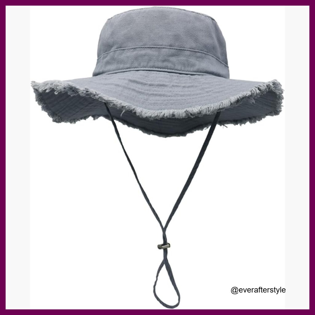 Cotton Wide Brim Sun Hat Upf50+ Packable Adjustable Bucket Hat